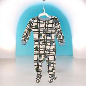 Baby Boys Footed Pajamas One-Piece Sleeper City Street Road Map Print Blue Green